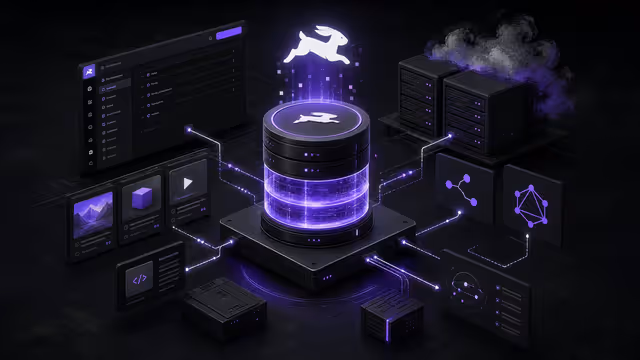 Ilustração do Directus auto-hospedado em uma VPS, conectando um banco de dados a APIs, conteúdo e arquivos de mídia