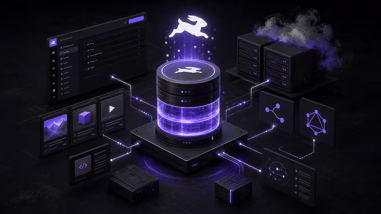 Ilustração do Directus auto-hospedado em uma VPS, conectando um banco de dados a APIs, conteúdo e arquivos de mídia