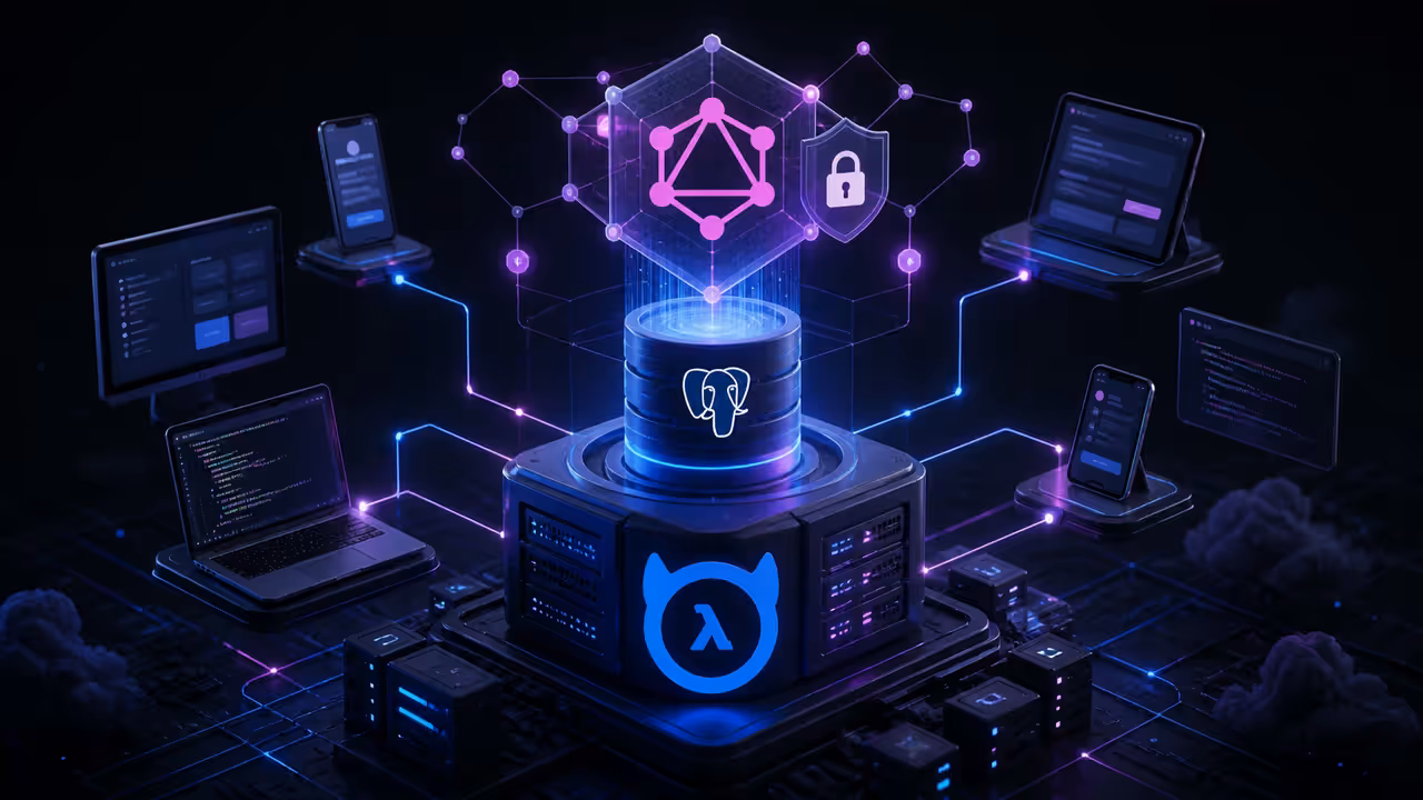 Ilustração do Hasura GraphQL Engine auto-hospedado em uma VPS, conectando um banco PostgreSQL a uma API GraphQL