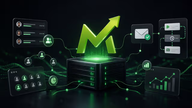 Ilustração do Mautic automatizando campanhas e contatos em um servidor VPS