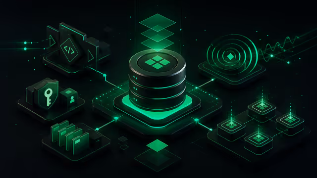 Ilustração do Supabase auto-hospedado em um servidor VPS, conectando PostgreSQL, API, autenticação, armazenamento e tempo real