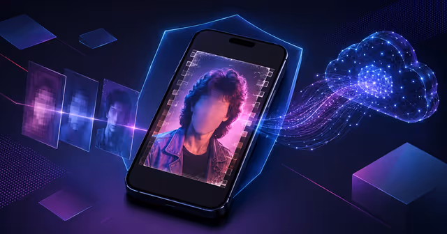 Smartphone transforma selfie em retrato dos anos 80 enquanto dados seguem para uma nuvem protegida