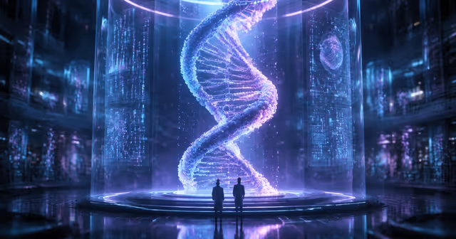 Pesquisadores observam uma interface de IA que mapeia uma hélice de DNA luminosa