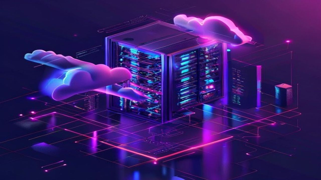 Ilustração editorial de servidores VPS com conceito de cloud computing — review Napoleon VPS 2026