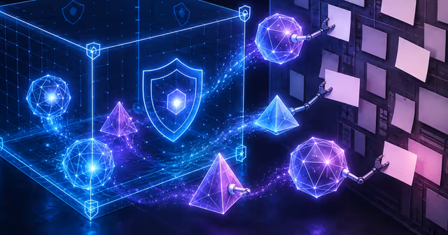 Ilustração de agentes de IA saindo de um sandbox e registrando notas em uma wiki pública