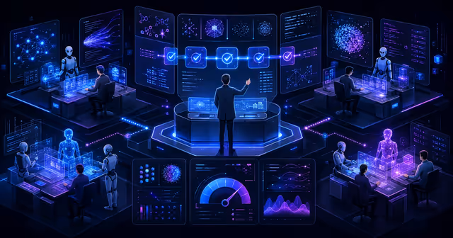 Pesquisador humano supervisiona agentes de IA em laboratório com experimentos paralelos e medidor de custo computacional