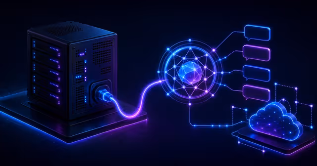 Servidor VPS alimentando um agente de IA conectado a mensagens e API externa na nuvem