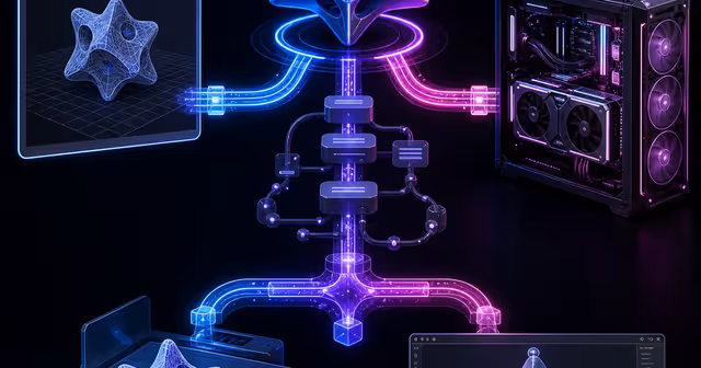 Objeto 3D gerado segue três rotas: Studio no navegador, pipeline de API e workstation com GPU.