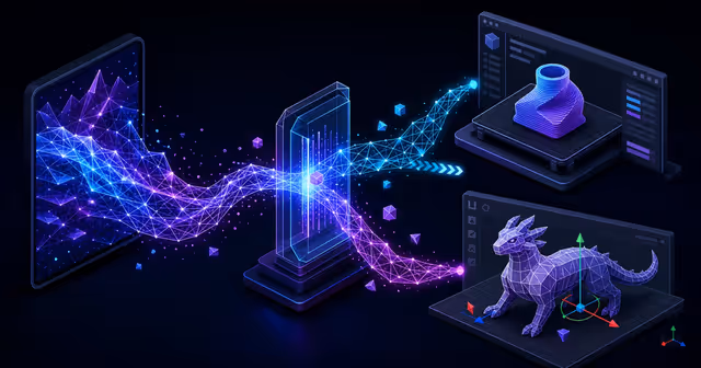 Malha 3D gerada por IA passa por validação antes de seguir para um fatiador e uma engine de jogos