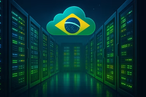 Turbo Cloud 2026 review - data center brasileiro com servidores em nuvem, ilustração tecnológica representando hospedagem de sites e cloud computing no Brasil