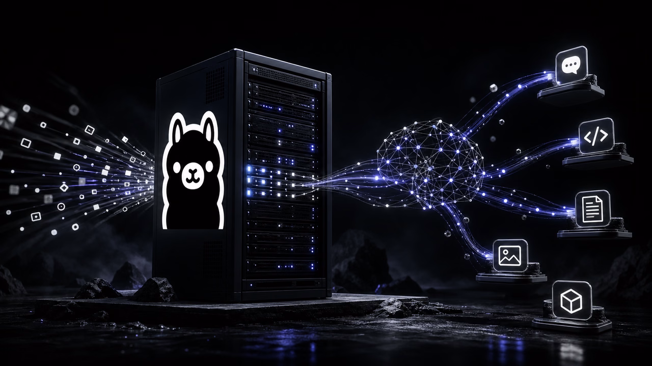 VPS para Ollama: onde hospedar modelos locais e quanto custa 1 Ilustração do Ollama executando modelos de IA locais em um servidor VPS