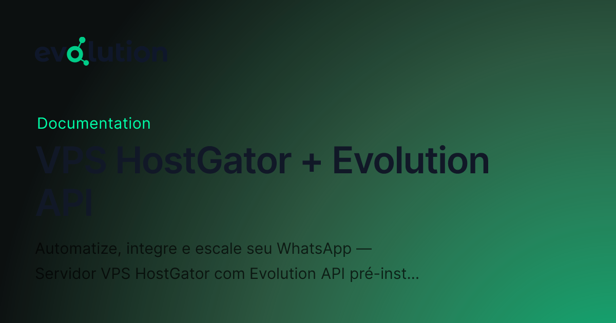 HostGator VPS com Evolution API: a partir de R$ 19,99/mês HostGator VPS com Evolution API — Ver planos de VPS com Evolution API