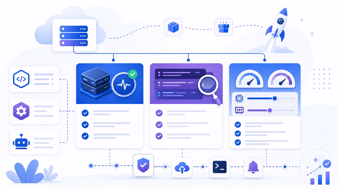 Como fazer deploy no Railway em 2026: API, worker e automação sem VPS 2 Ilustração: Checklist de produção: healthcheck, logs e limites