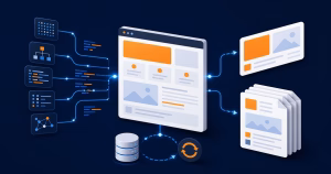 Template web gerando um card social e um PDF por um fluxo automatizado com cache