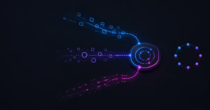 Três rotas de mensagem, perfil social e anúncio convergem para um hub de links com sinais fragmentados