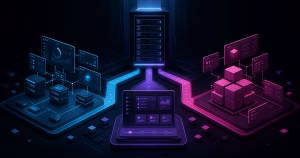 Comparação visual entre três caminhos de painel self-hosted conectados a uma VPS