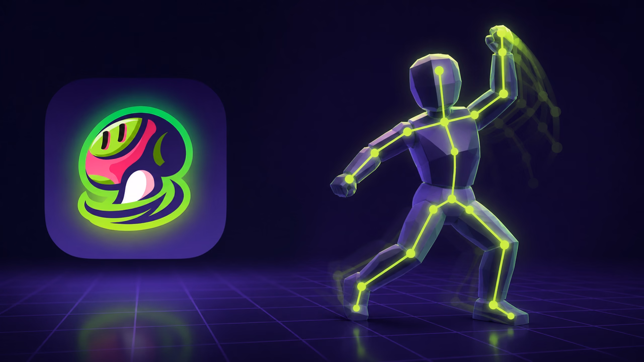Meshy: personagem 3D com IA pronto para animar Personagem 3D gerado por IA com esqueleto de animacao, com a marca da Meshy
