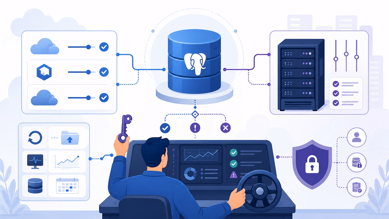 Railway Postgres: Supabase, Neon ou VPS em 2026? 3 Ilustração: Controle exige um dono da operação