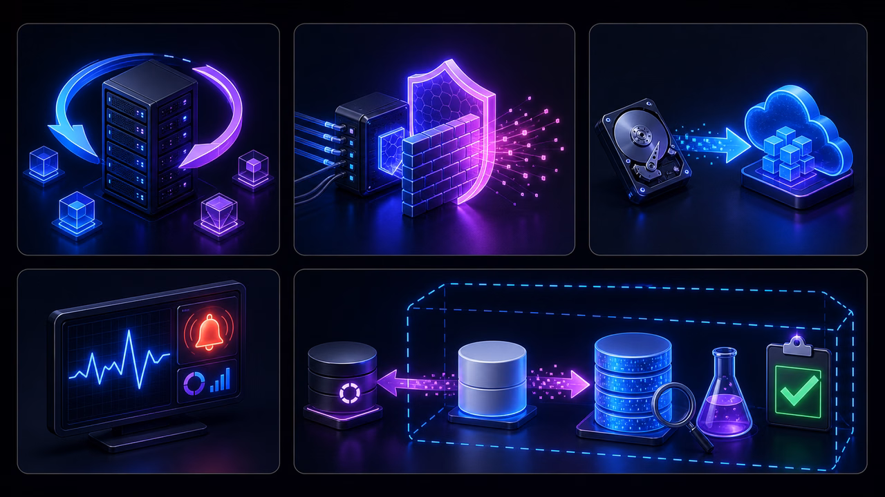 Railway vs Render vs Fly.io vs VPS em 2026: onde hospedar app pequeno? 3 Checklist visual de atualizações, firewall, backup fora do servidor, monitoramento e teste de restauração em ambiente isolado