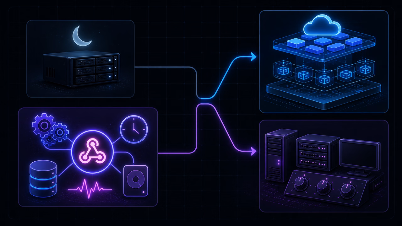 Railway vs Render vs Fly.io vs VPS em 2026: onde hospedar app pequeno? 1 Matriz visual contrasta processo que pode dormir com API, worker, cron e banco que precisam permanecer disponíveis