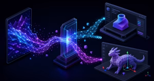 Malha 3D gerada por IA passa por validação antes de seguir para um fatiador e uma engine de jogos