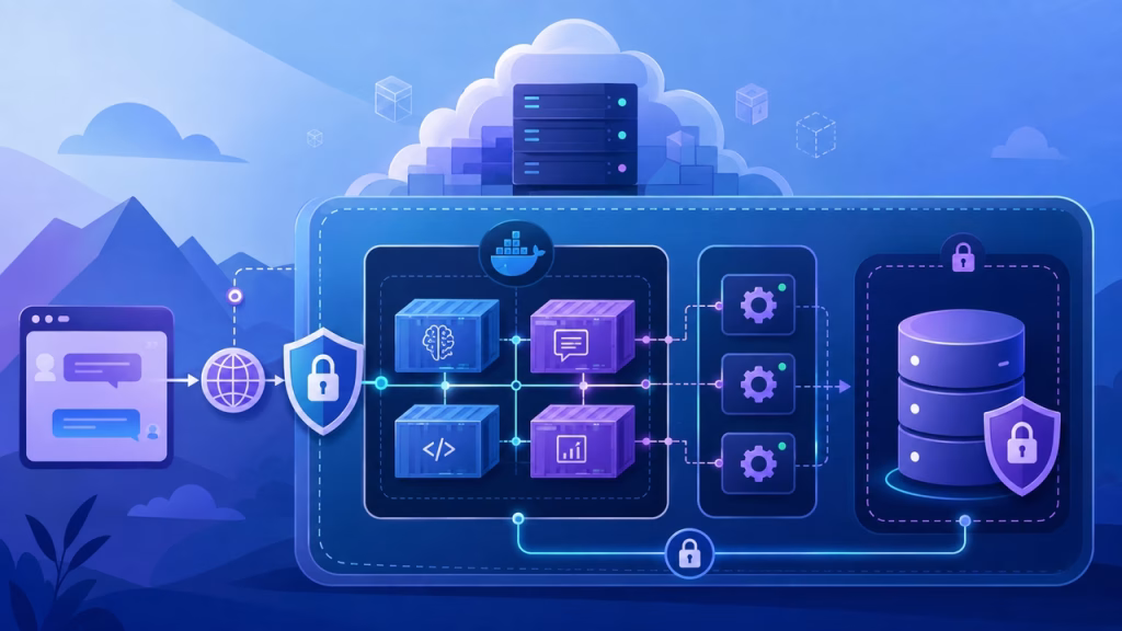 Imagem ilustrativa: Como instalar Dify com Docker em VPS: domínio, SSL, worker e banco sem expor seus dados
